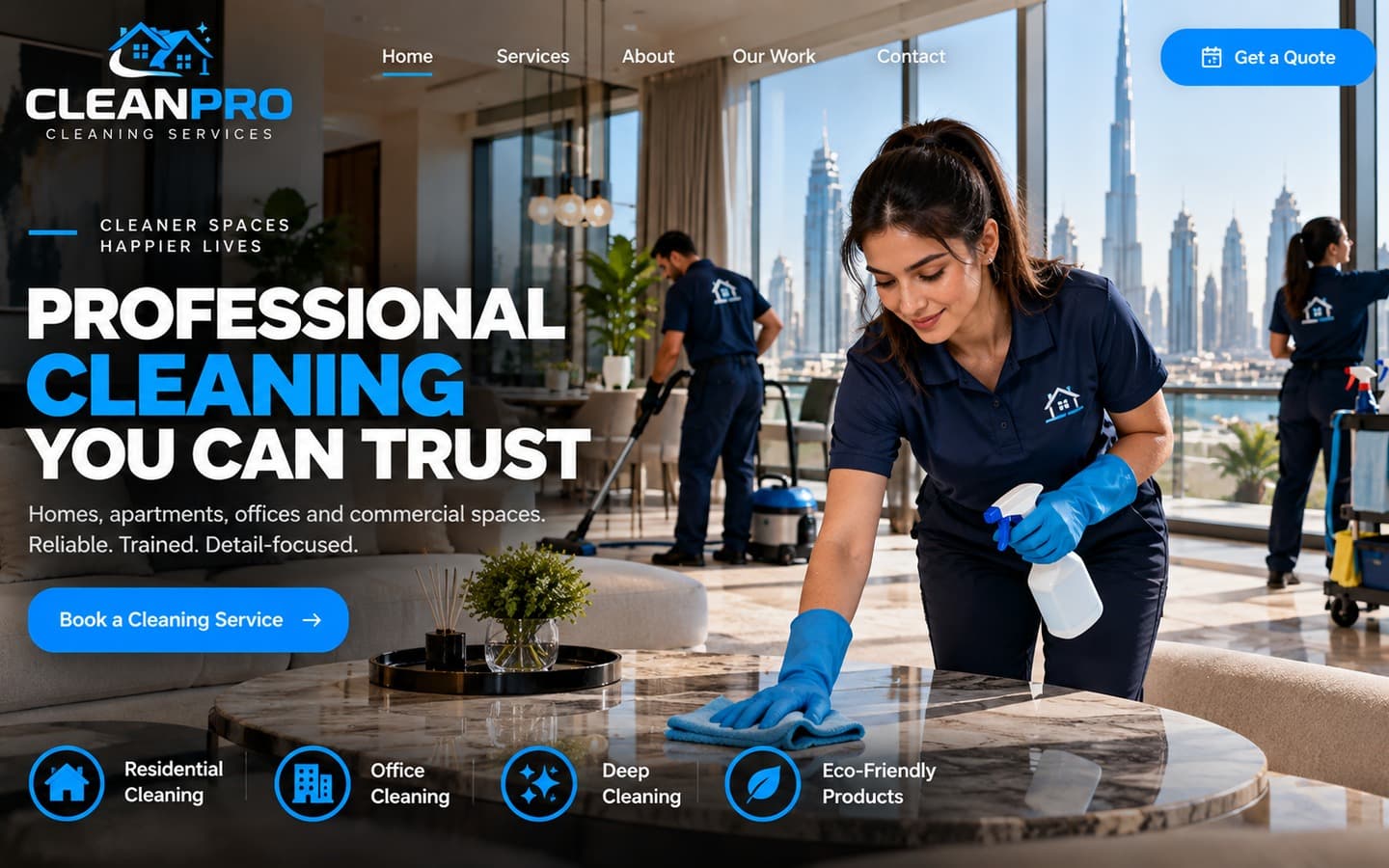 Cleaning company website example