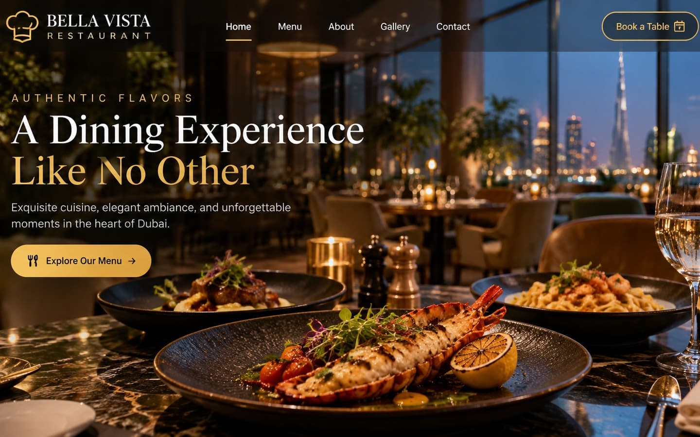 Restaurant website example